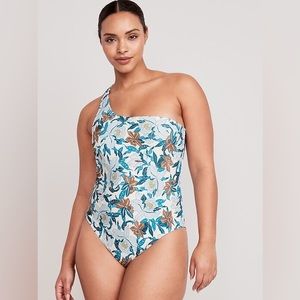 NWT Old Navy Blue Floral One Shoulder Swimsuit